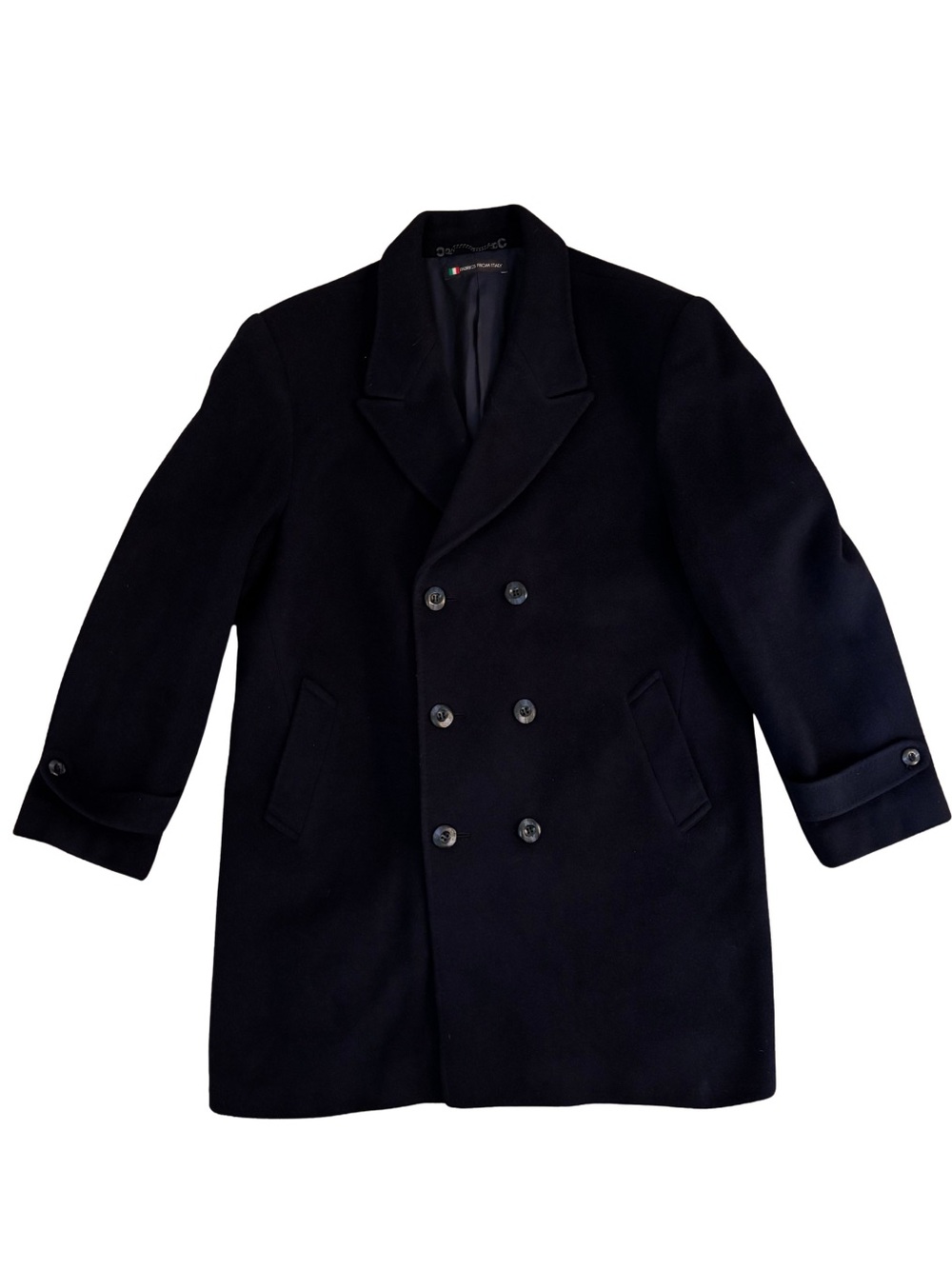 Italian Deep Navy Double-Breasted Cashmere Peacoat
